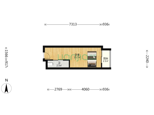 雲璟上筑 1室0厅1卫 31平方