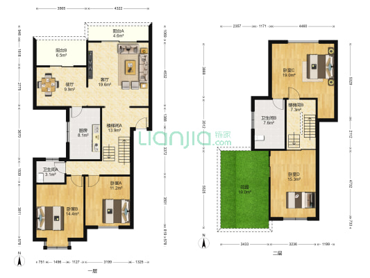 健康花园 4室2厅2卫 160平方