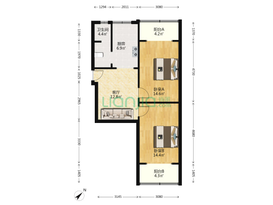 栅子街12号 2室1厅1卫 76平方