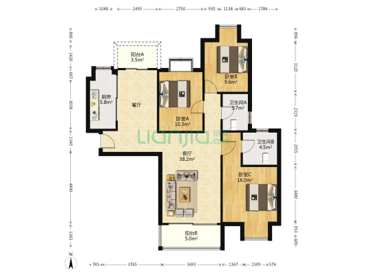 韵动汇 3室1厅2卫 115平方