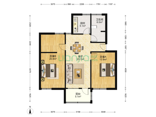 银行弄 2室1厅1卫 93平方
