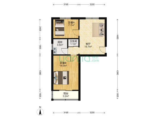 冀新小区 2室1厅1卫 55平方