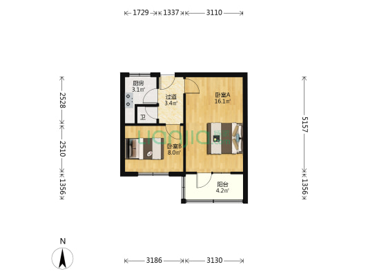 七里河区委家属楼（小西湖西街） 2室0厅1卫 39平方