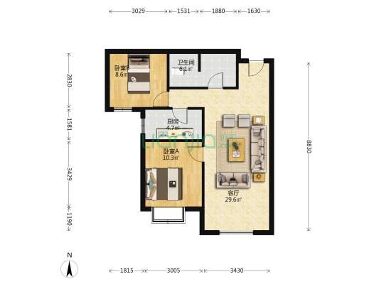 房子是新楼盘的房子，位置好，交通方便，北京通勤必备-户型图