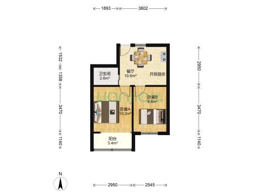 新华坊社区 2室1厅1卫 45平方