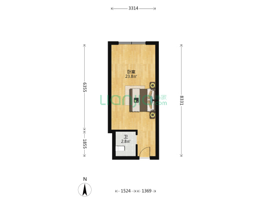 香江大厦 1室0厅1卫 41平方