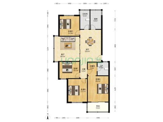 苏杭华府 4室2厅2卫 139平方