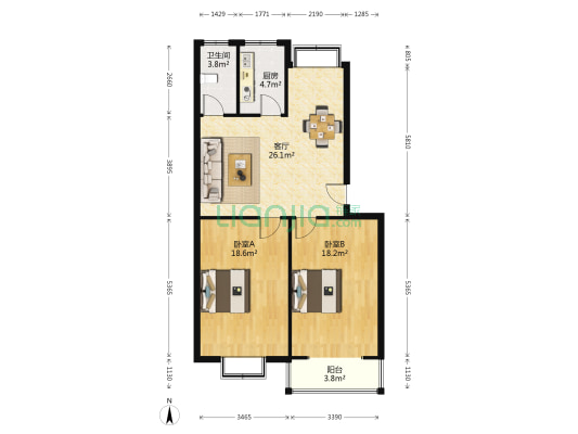 宇龙佳苑 2室1厅1卫 97平方