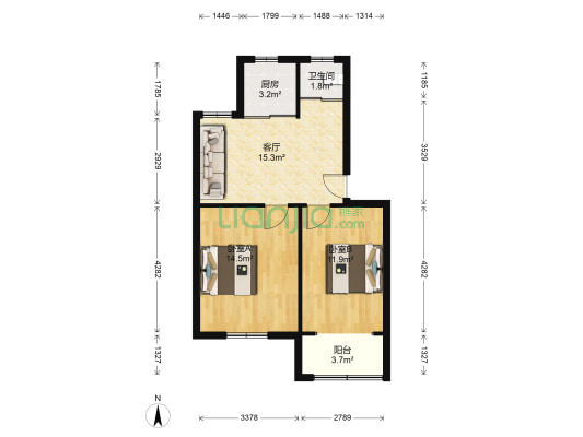 百货新村 2室1厅1卫 64平方