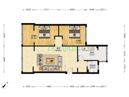 营和街9号 2室1厅1卫 86平方