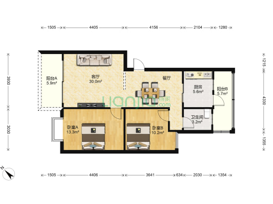 康裕花园二期 2室1厅1卫 91平方