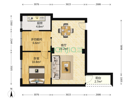 豪贤路 2室1厅0卫 60平方