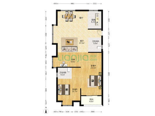 荻江郦庭 3室1厅2卫 130平方