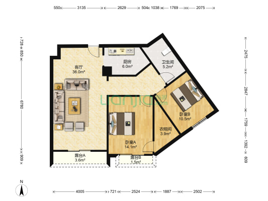 好旺角大厦 2室1厅1卫 120平方