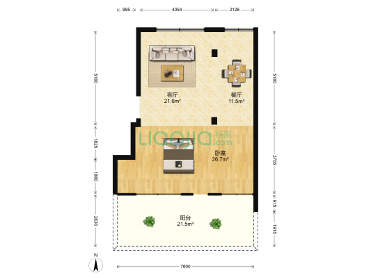 乐新小区 1室2厅0卫 100平方