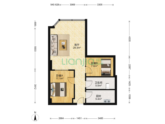 银邦大厦 2室1厅1卫 89平方