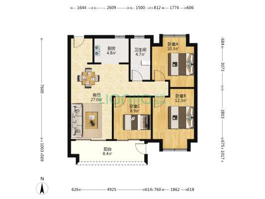 博雅名庭 3室1厅1卫 101平方