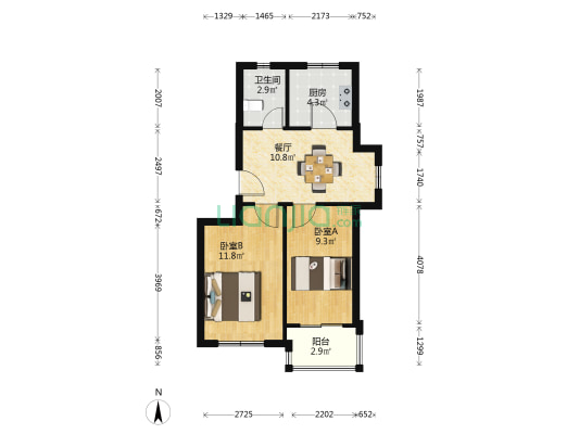 铁山家园 2室1厅1卫 58平方