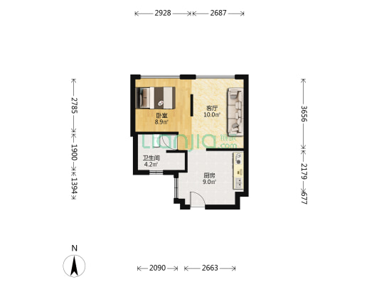 云安小镇 1室1厅1卫 52平方