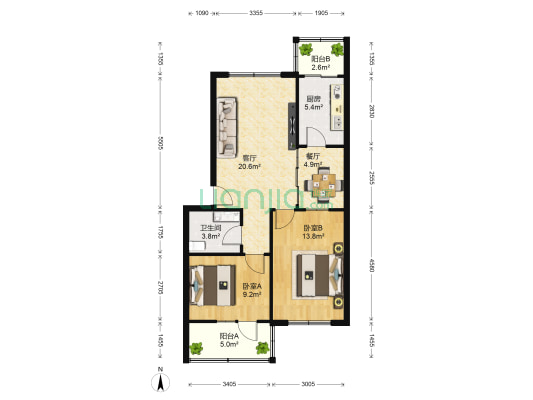 大官庄小区 2室2厅1卫 82平方