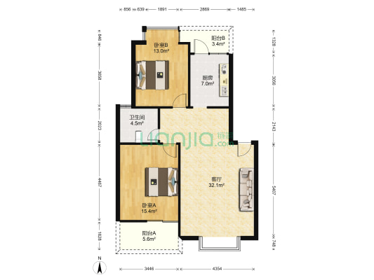 毗河新城小区 2室1厅1卫 85平方