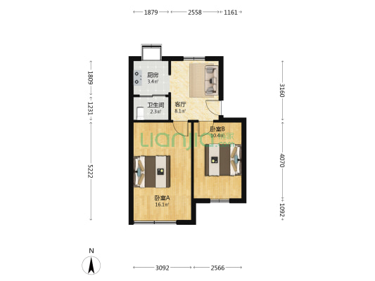 头道小路15号 2室1厅1卫 50平方