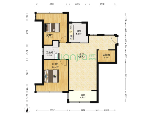 丽浩福仕汇 2室1厅1卫 95平方