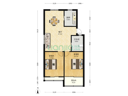快阁苑馨月坊 2室1厅1卫 83平方