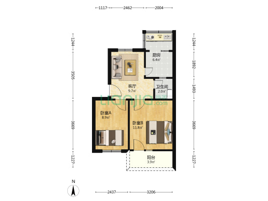 塑编厂家属院 2室1厅1卫 51平方
