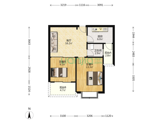 殷行路718弄 2室1厅1卫 62平方