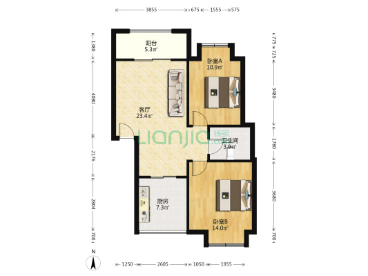 太平街473号 2室1厅1卫 73平方