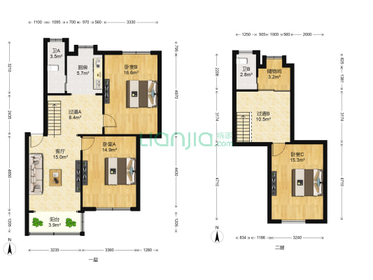 省一建宿舍 3室1厅2卫 81平方