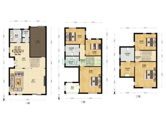 兰郡名苑一、二期小区 5室2厅4卫 243平方