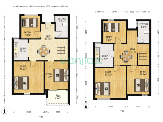 万科白鹭湾 6室1厅2卫 144平方