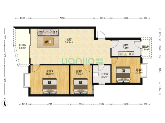 意創苑 3室1厅1卫 109平方