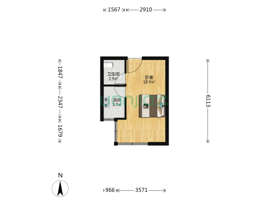 书香兰亭 1室0厅1卫 33平方