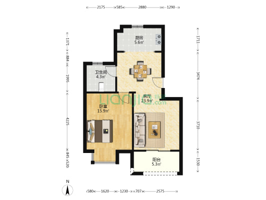 胜秀花苑 1室1厅1卫 76平方