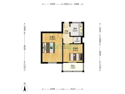 房产宿舍 2室0厅1卫 48平方