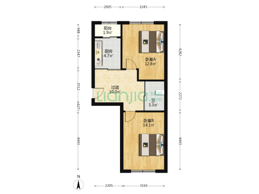 耿家河畔新居 2室0厅1卫 60平方