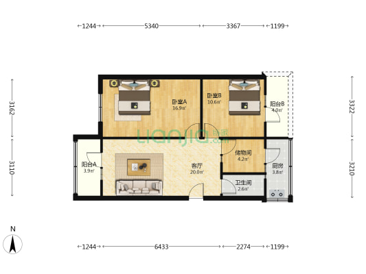 青石桥南街38号 2室1厅1卫 57平方