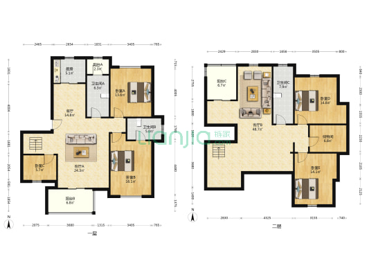 现代城世锦园 5室3厅3卫 189平方