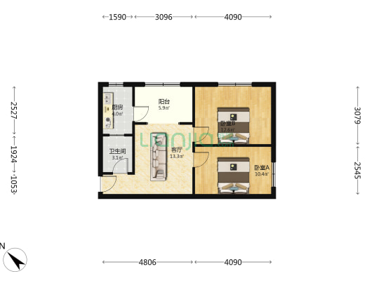 海棠巷28号 2室1厅1卫 59平方