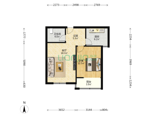 春申君临天下 1室1厅1卫 73平方