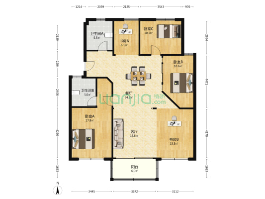 金桂名苑 5室2厅2卫 137平方