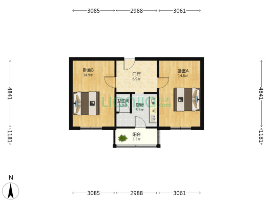 纬一路7号 2室0厅1卫 63平方
