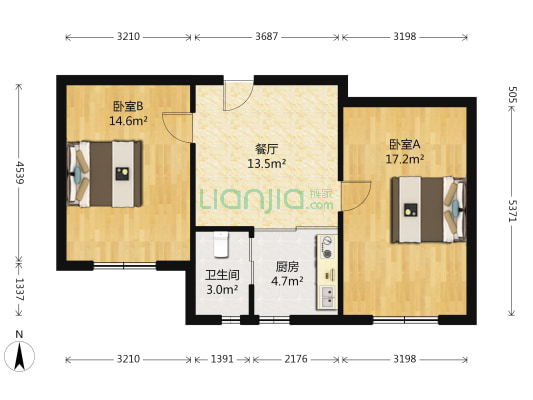 丹铁中联小区 2室1厅1卫 69平方