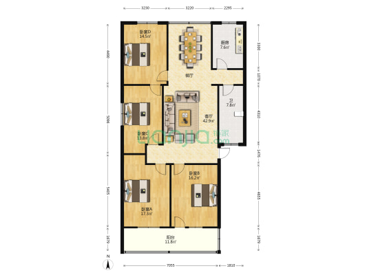 镜园巷 4室1厅1卫 147平方