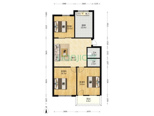 文苑精舍 3室1厅2卫 97平方