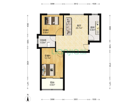 臻和园 2室1厅1卫 81平方