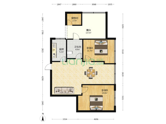 后观巷 2室1厅1卫 87平方